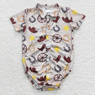 SR0399 western cactus baby Romper (usa warehouse)
