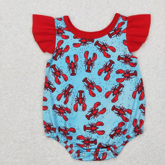 SR0456 lobster Print Stripe baby Romper (usa warehouse)