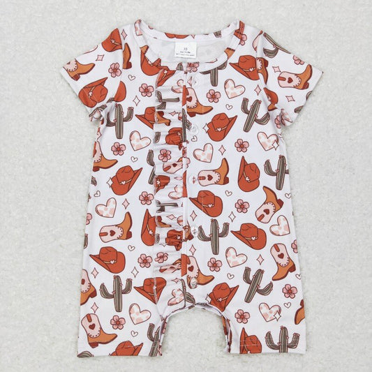 SR0522  Western cactus Print baby Romper (usa warehouse)