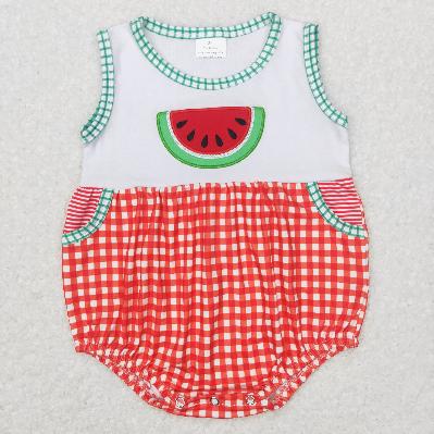SR0592 Summer watermelon sleeveless Print baby Romper (usa warehouse)