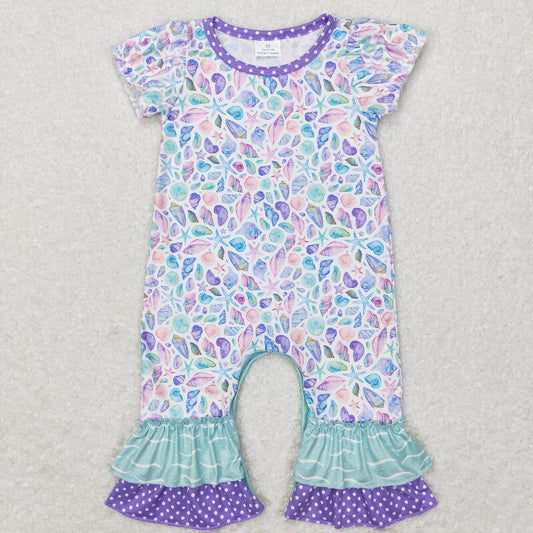 SR0804 purple short sleeve baby Romper （us warehouse）