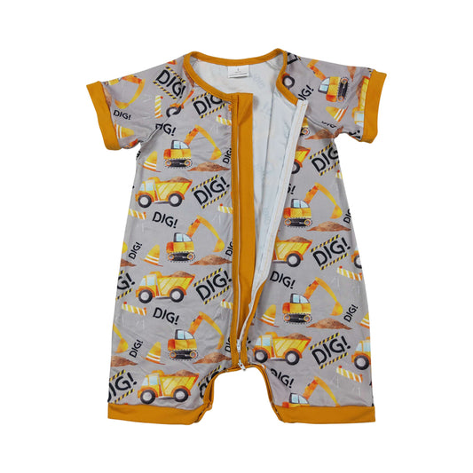 excavator Print Baby Romper  SR0844