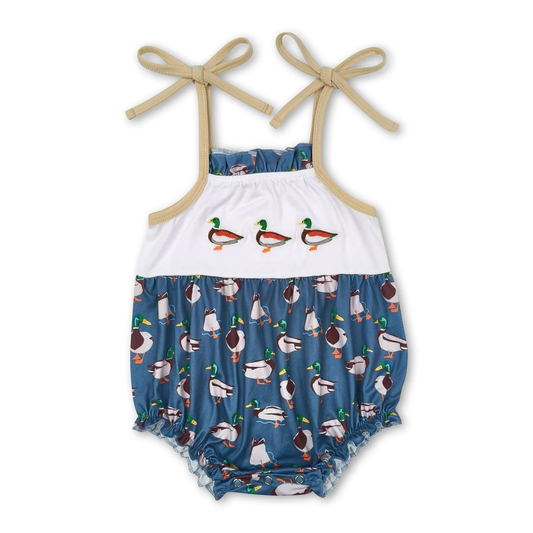 duck embroidery Girls baby Romper （us warehouse）