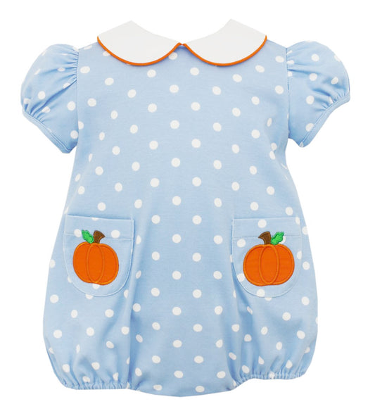 Pre-order blue dots pumpkin short sleeve baby romper SR1894