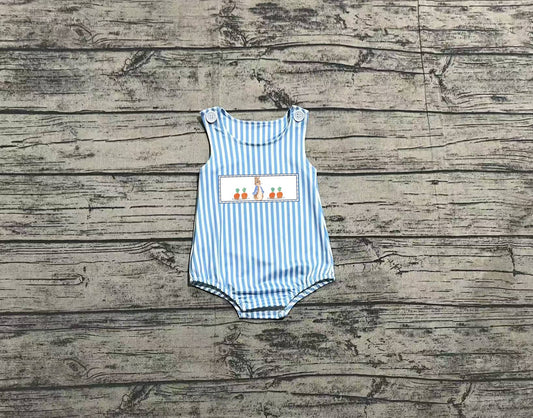 pre -order Blue stripe rabbit print sleeveless baby romperSR2145
