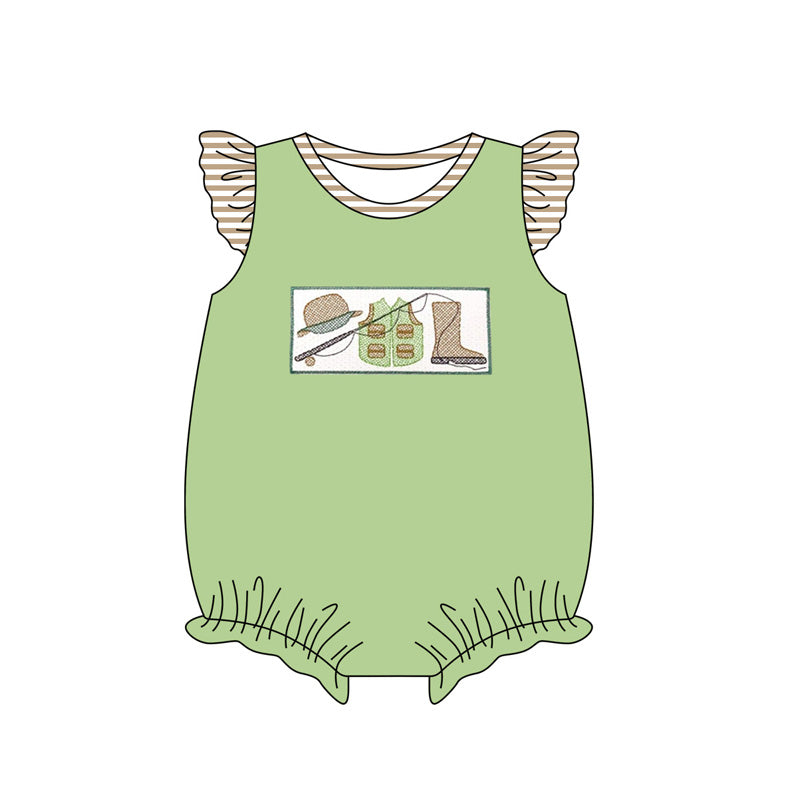 pre -order green pattern print short sleeve baby romperSR2359