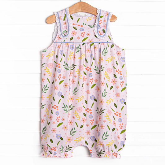 Pre-order flowers pattern sleeveless baby romperSR2738