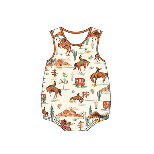Pre-order hunting horse print baby romperSR2745