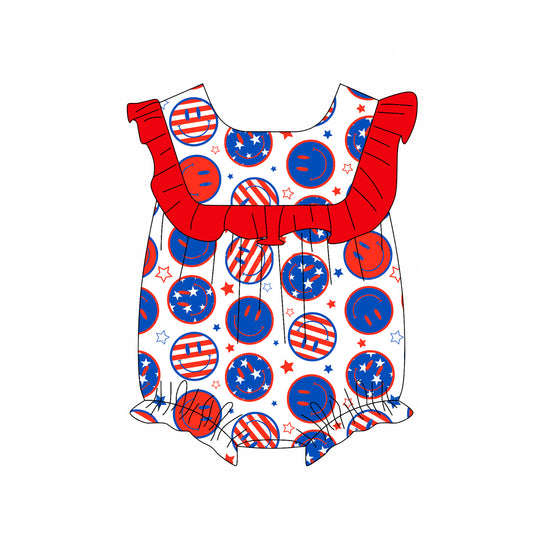 Pre-order stripe stars smile print baby romperSR2754