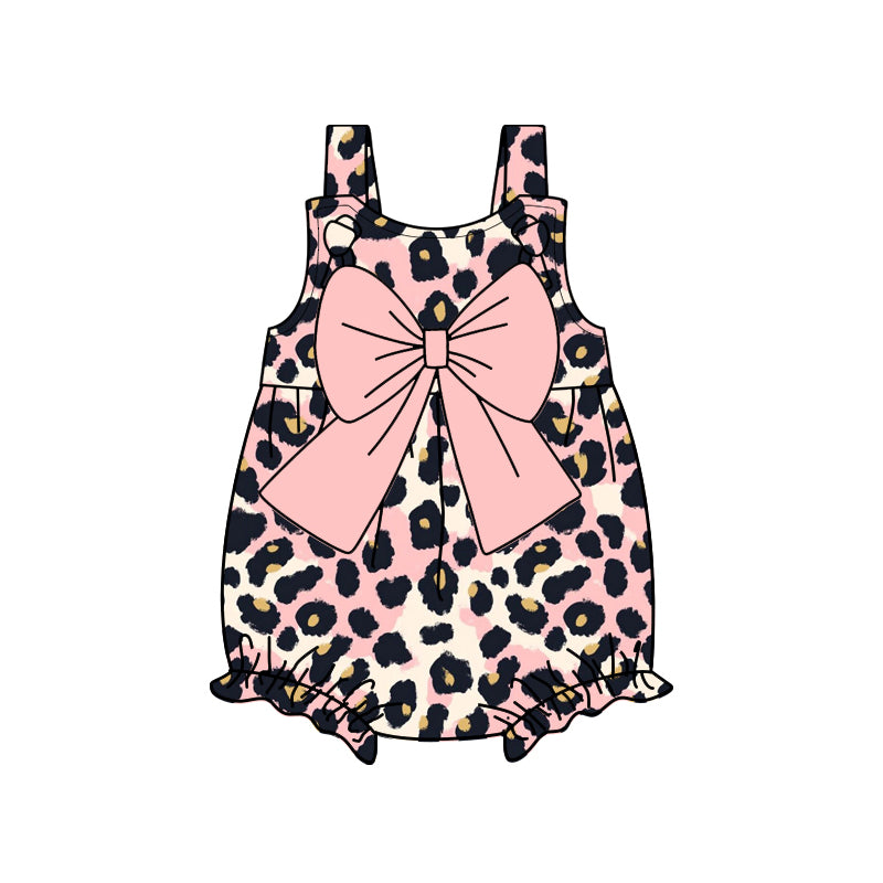 Pre-order  leopard sleeveless baby romperSR2757