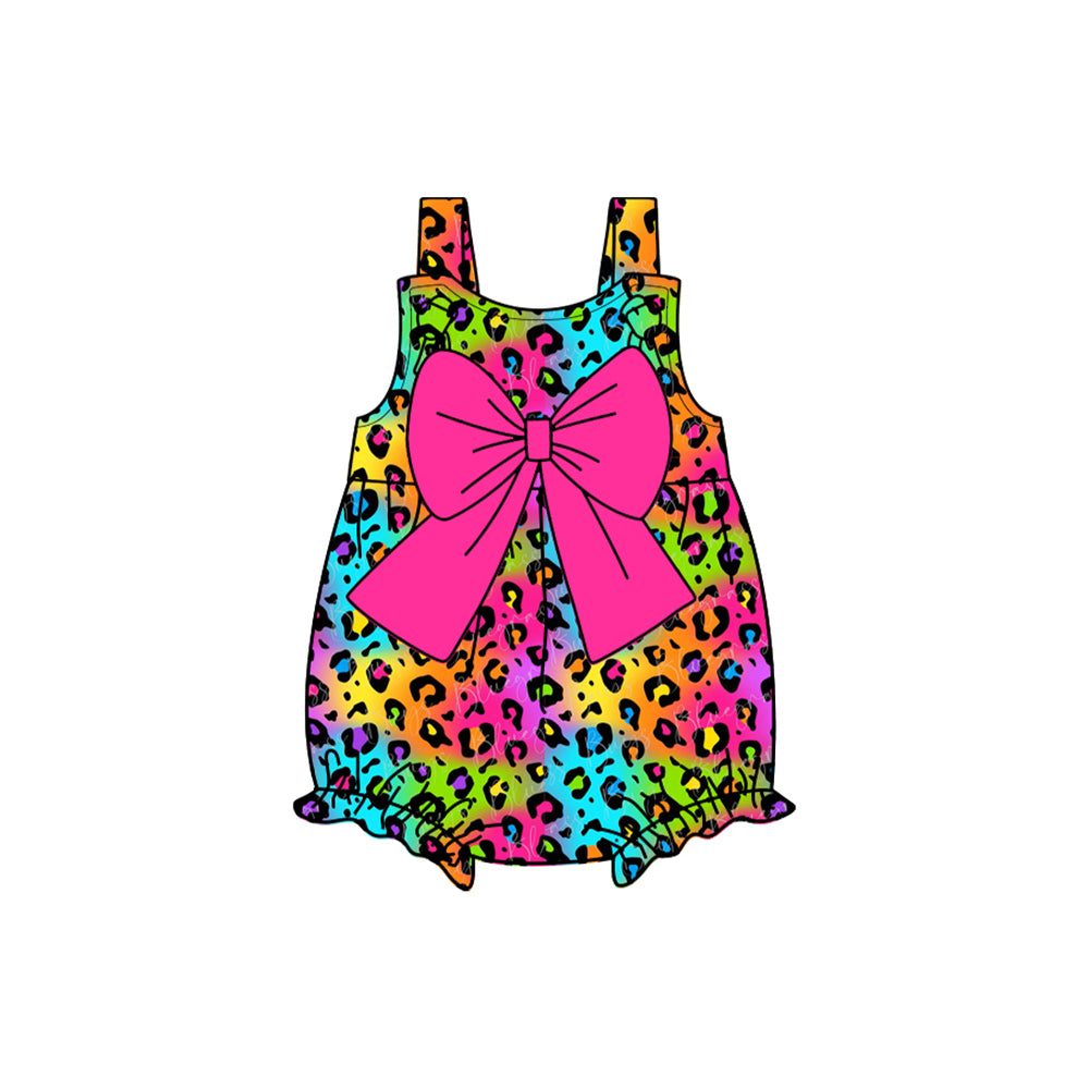 Pre-order colorful  leopard short sleeve baby romperSR2275