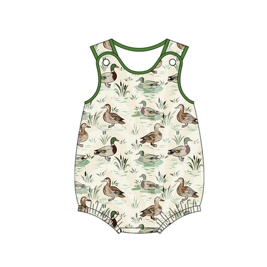 Pre-order green grass duck  sleeveless  baby romperSR2778