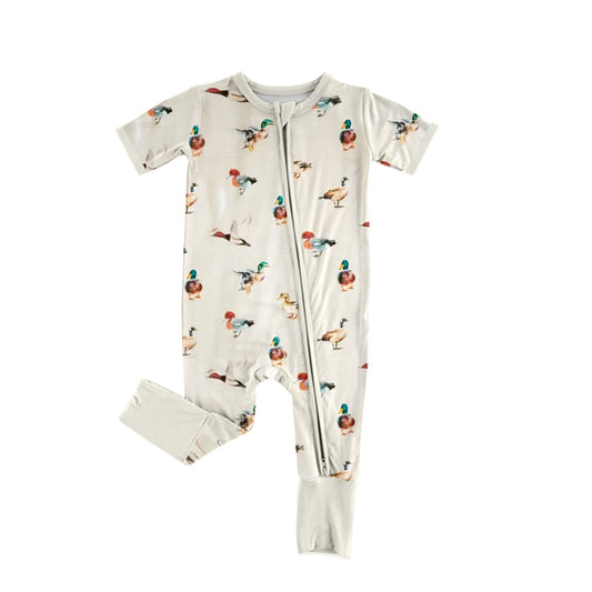Pre-order beige duck short sleeve baby romperSR2789