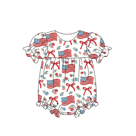 Pre-order 4th of July flowers baby romperSR2802