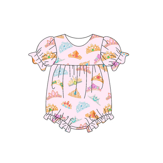 Pre-order crown pink print baby romper SR2808