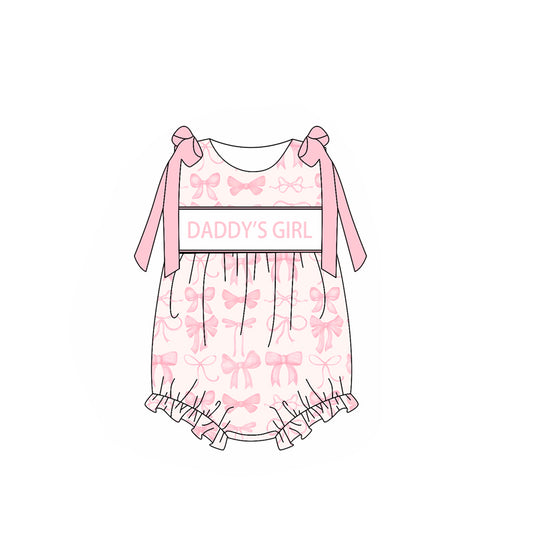 Pre-order daddy's girl  pink bow print baby romper SR2818