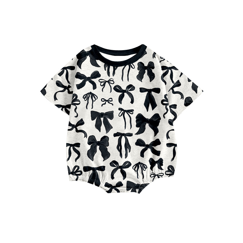Pre-order black bows print baby romper SR2820