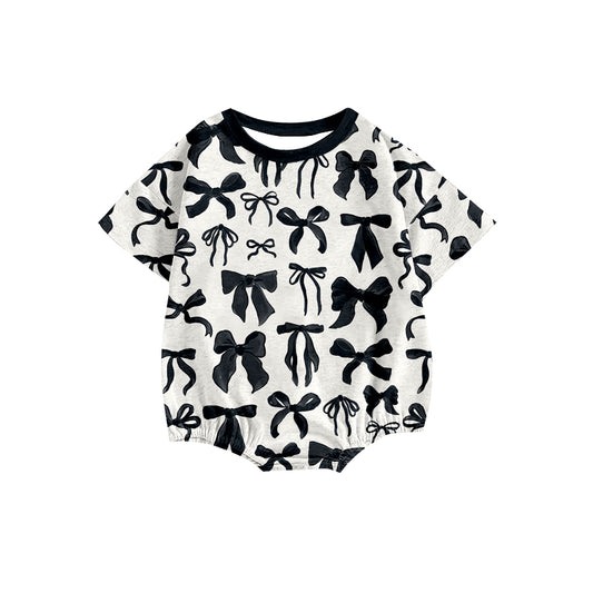 Pre-order black bows print baby romper SR2820