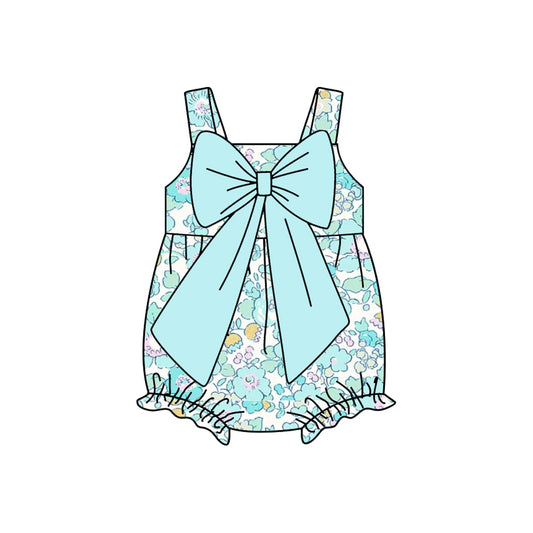 Pre-order flowers print baby bow romper SR2829