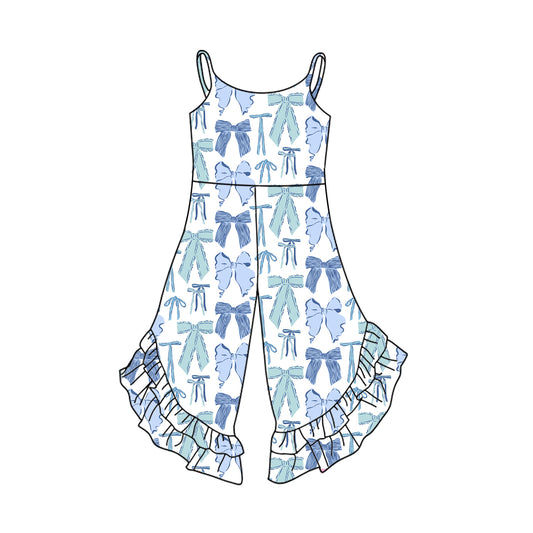 Pre-order blue green bows print baby romper SR2846