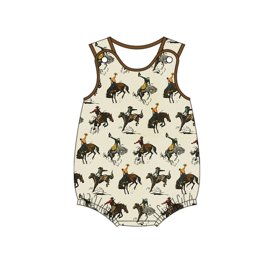 Pre-order cowboy print baby sleeveless romper SR2848