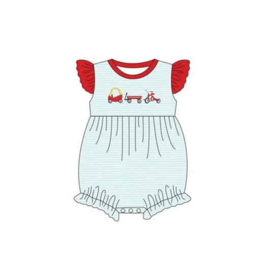 Pre-order blue cars print baby flying sleeve romper SR2850