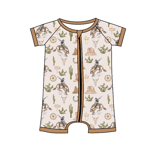 Pre-order cowboy print baby short sleeve romper SR2852