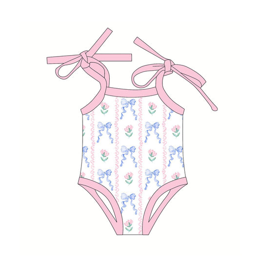 Pre-order bows flowers print sleeveless romper SR2858