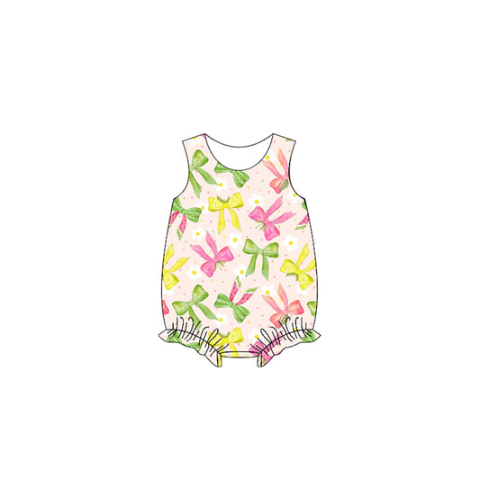 Pre-order colorful bows  print sleeveless romper SR2860