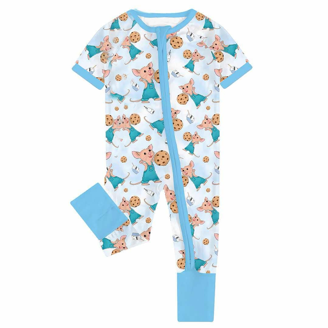 Pre-order blue pattern zipper romper SR2868
