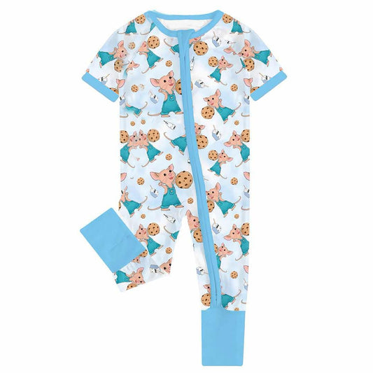 Pre-order blue pattern zipper romper SR2868
