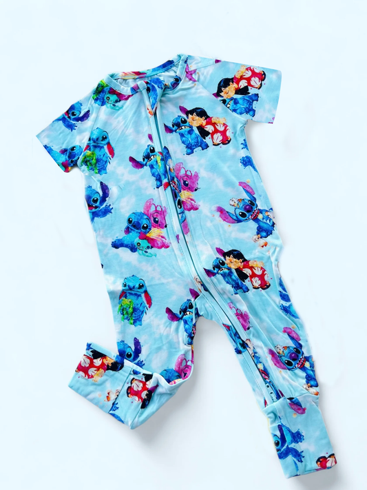 Pre-order blue cartoon pattern zipper romper SR2869