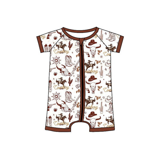 Pre-order cowboy pattern zipper romper SR2871