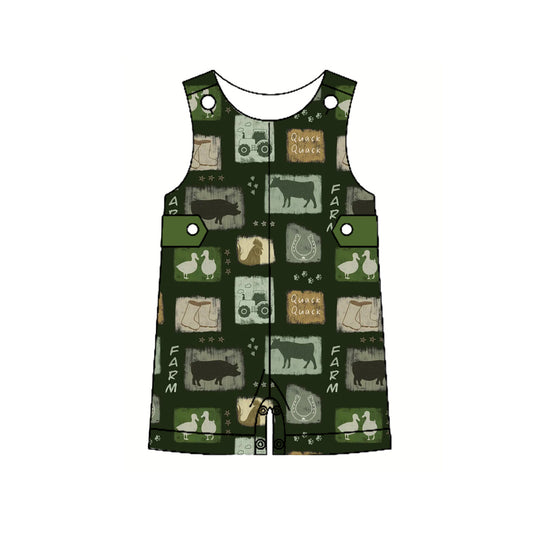 Pre-order green pattern button romper SR2874