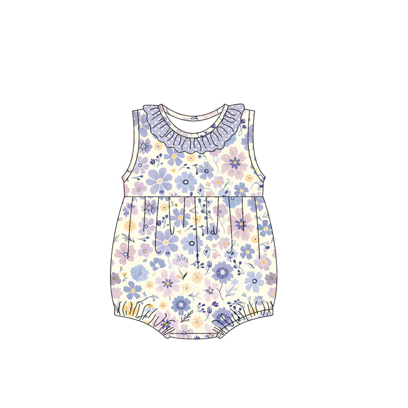 Pre-order purple flowers  romper SR2883