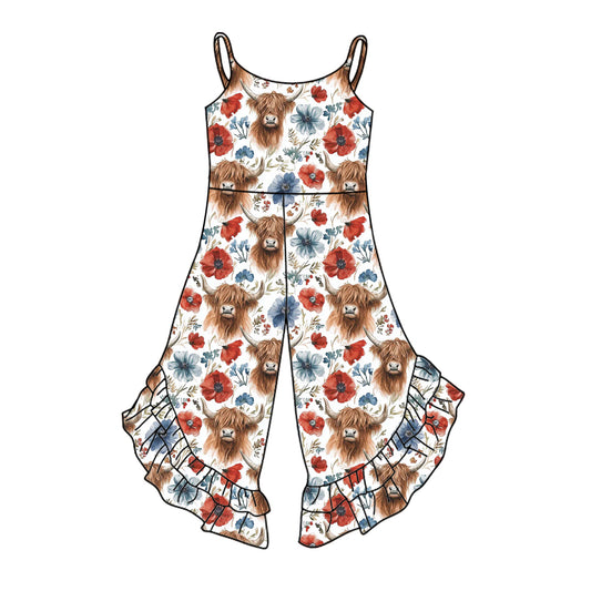 Pre-order flowers cattle sleeveless romper SR2888