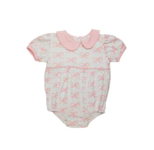 Pre-order pink bows short sleeve romper SR2893