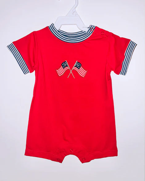Pre-order flag red short sleeve romper SR2904