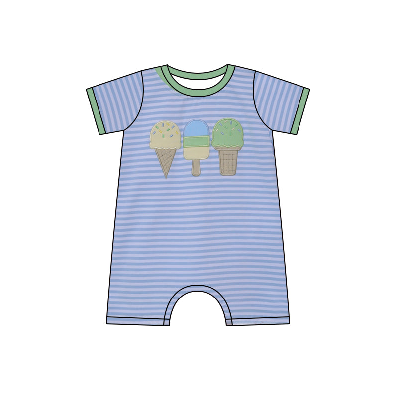 Pre-order blue stripe ice stream short sleeve romper SR2908
