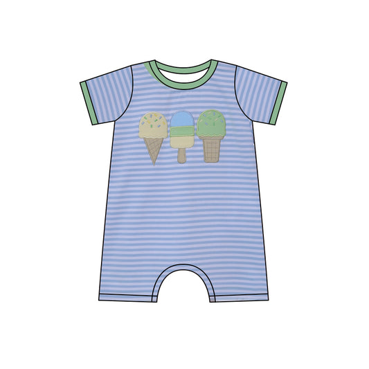 Pre-order blue stripe ice stream short sleeve romper SR2908
