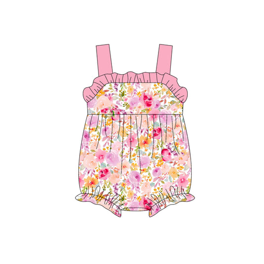 Pre-order pink flowers sleeveless romper SR2912