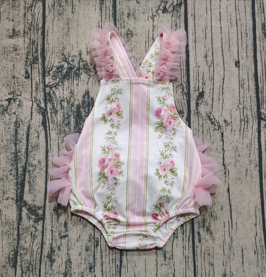 Pre- order pink flowers print romper SR2964