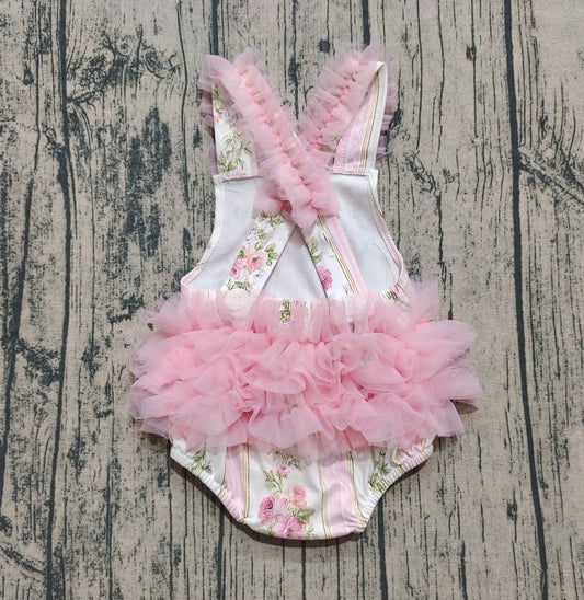 Pre- order pink flowers print romper SR2964