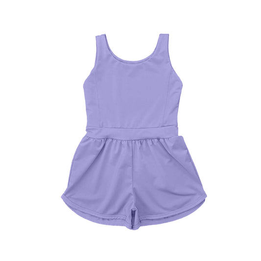 Pre-order purple solid yoga sleeveless romper SR3020