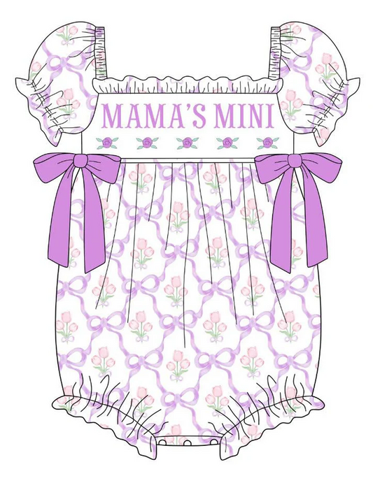 Pre-order purple bows MAMA'S MINI Short sleeve romper SR3026