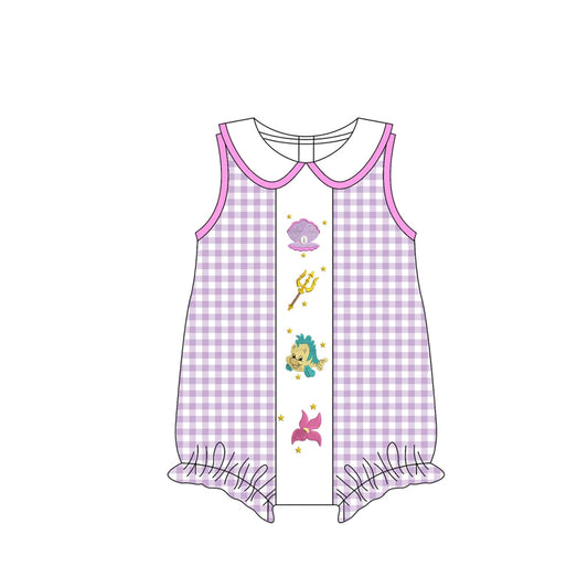 Pre-order purple plaid romper SR3033