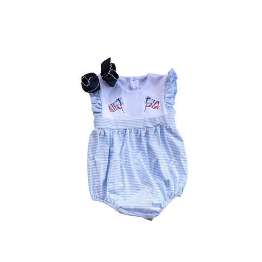 Pre-order blue stripe American flag romper SR3035