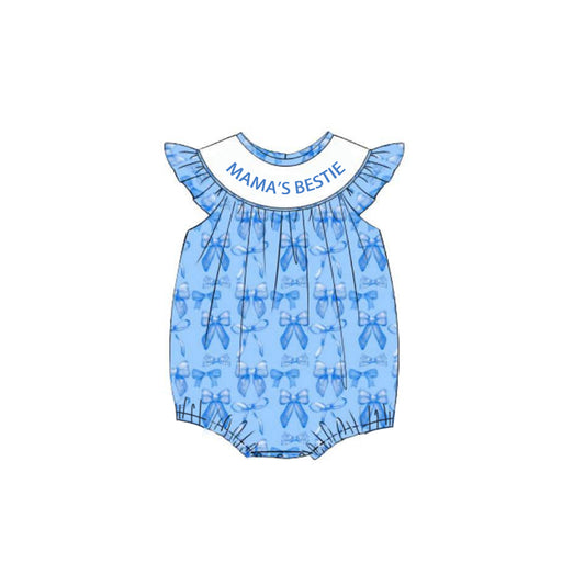 Pre-order blue bow mama's bestie romper SR30389