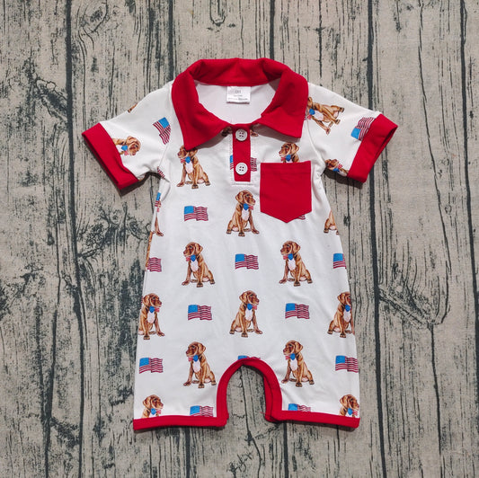Pre- order Dog flag print romper SR3064