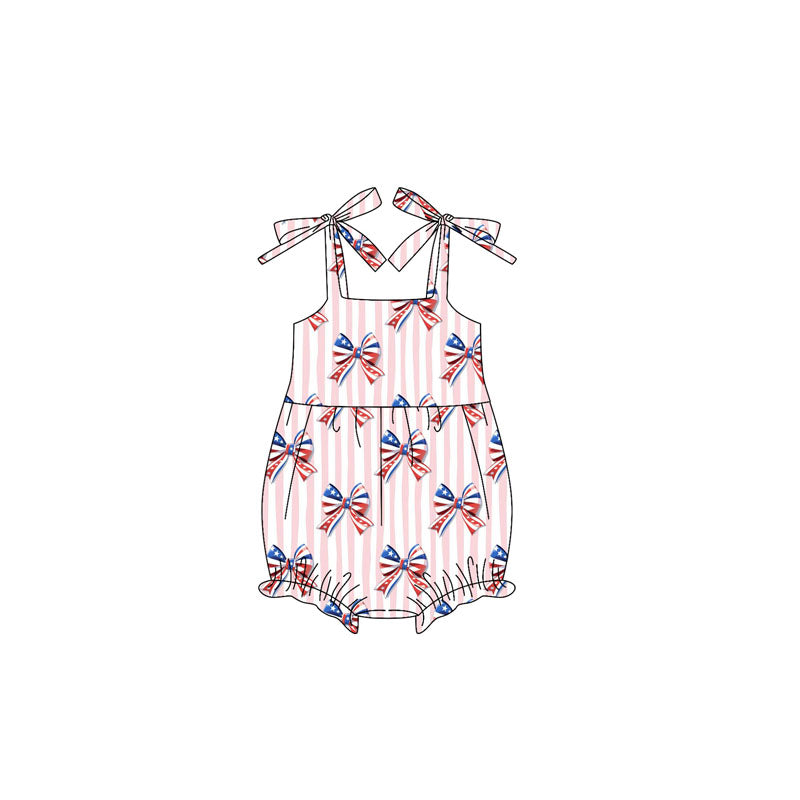 Pre-order pink stripe bows romper SR3081